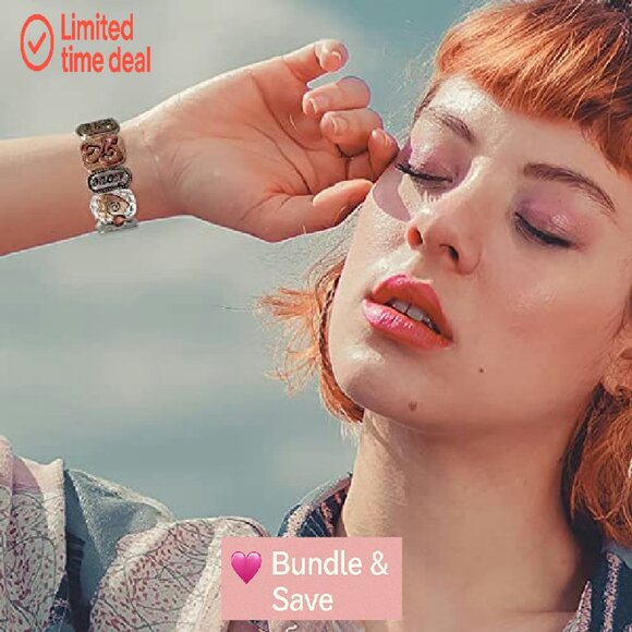 Ox Gold Stretch Prayer Bracelet with Cross Beads, Hypoallergenic - Picture 6 of 7